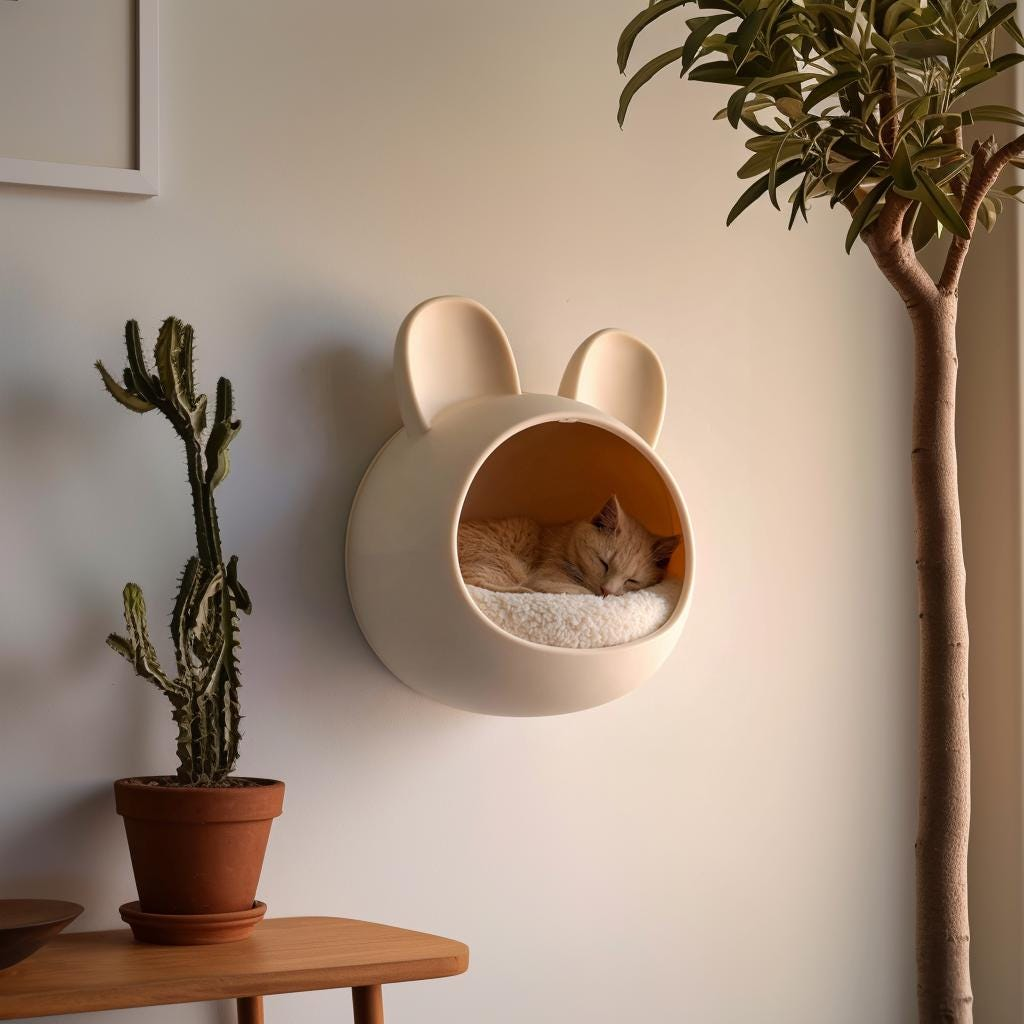 Flitsko Zwevend Kattenhol Bunny - detail met plant