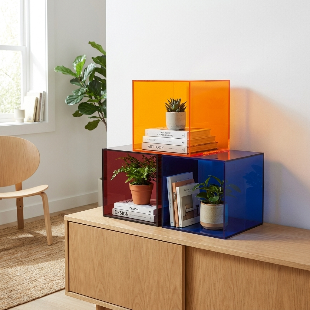 Flitsko Acryl Displaydoos - sfeerfoto op dressoir