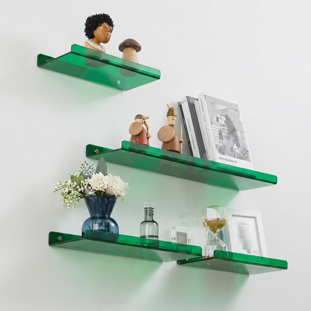 Flitsko Zwevend Acryl Wandplankje - sfeerfoto groen
