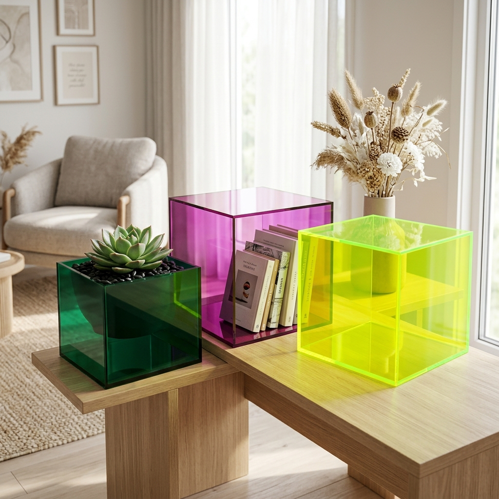 Flitsko Acryl Displaydoos - sfeerfoto met plant
