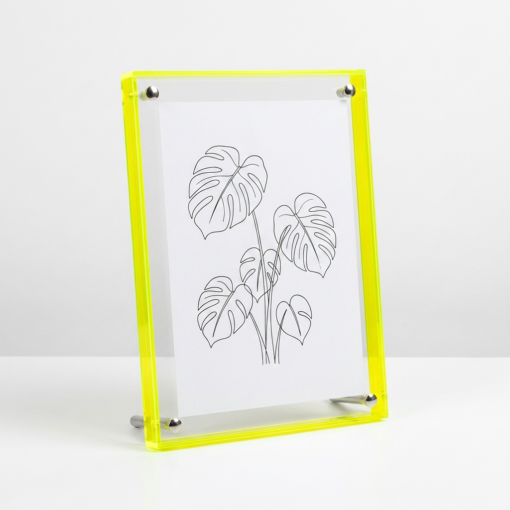 Flitsko Zwevend Acryl Fotolijstje - Fluorescent Yellow A4 slanke rand