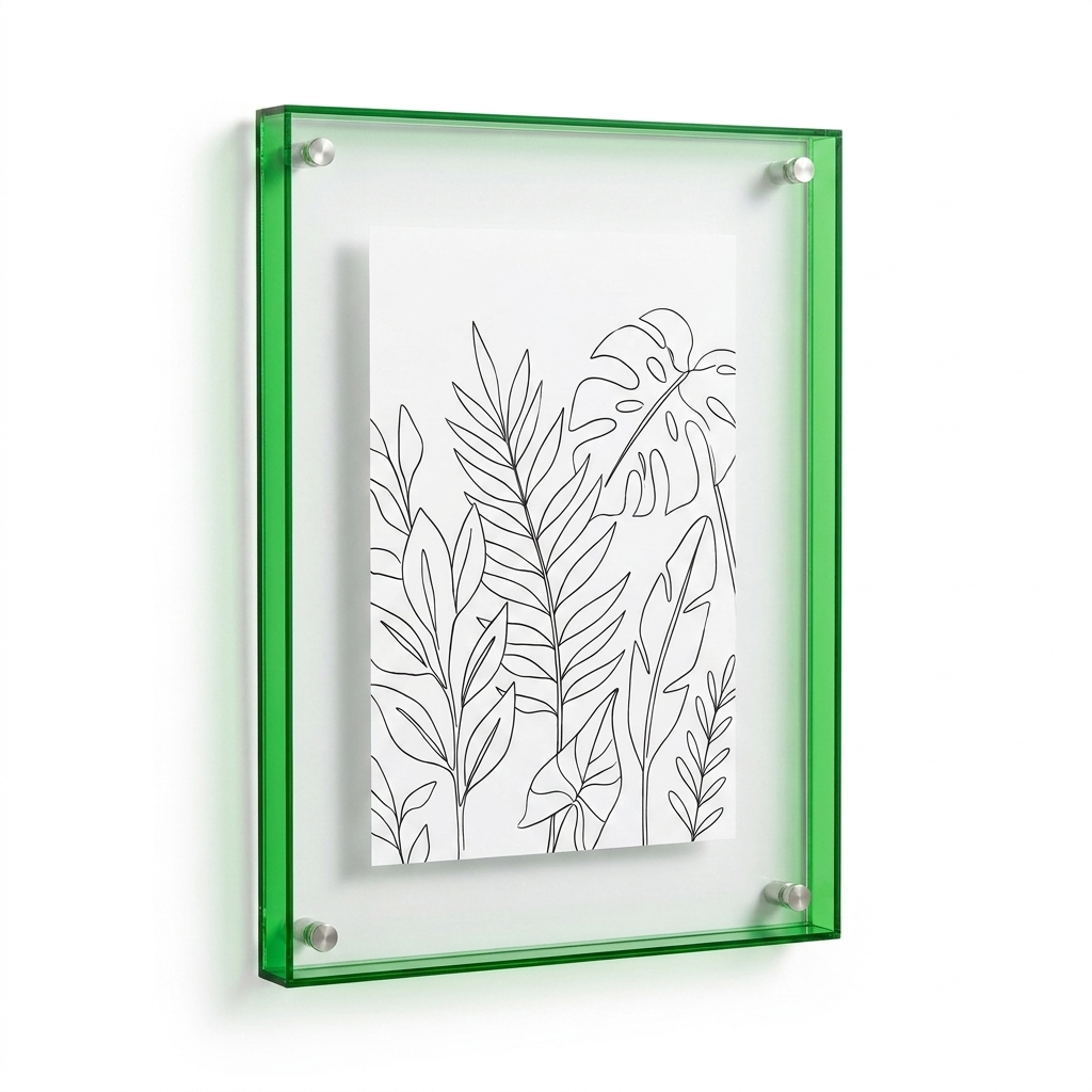 Flitsko Zwevend Acryl Fotolijstje - Groen A4 slanke rand
