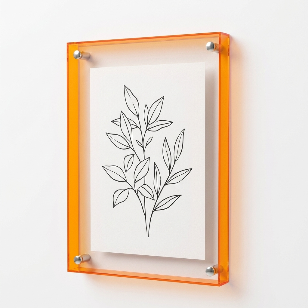 Flitsko Zwevend Acryl Fotolijstje - Oranje A4 slanke rand