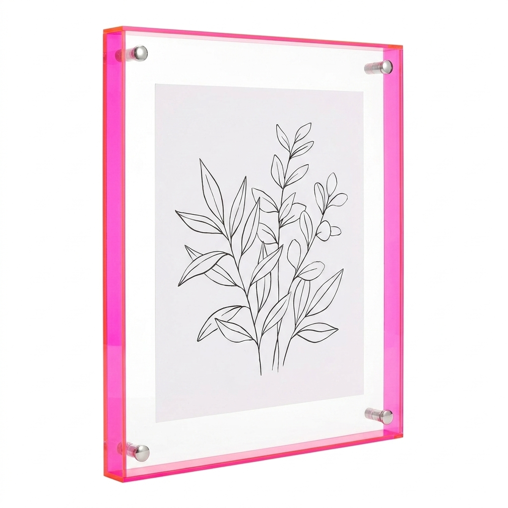 Flitsko Zwevend Acryl Fotolijstje - Fluorescent Pink A4 slanke rand