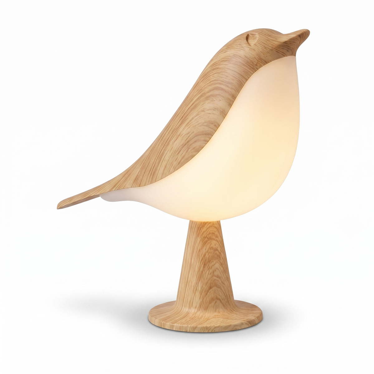 Houten LED Vogellamp - studiofoto